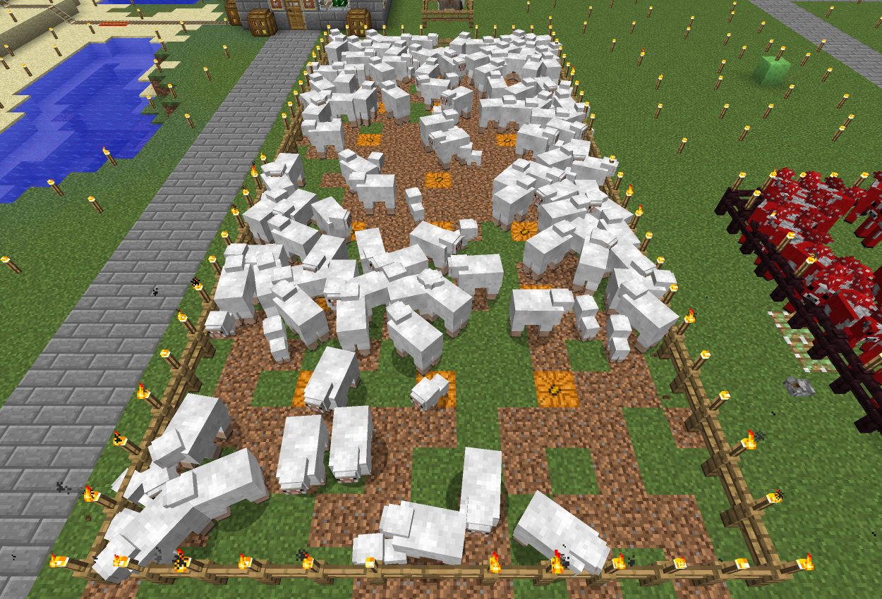 白だけの羊牧場作ってみた